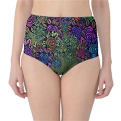 Grunge Rose Background Pattern High-waist Bikini Bottoms by Nexatart