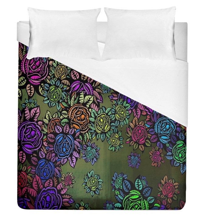 Grunge Rose Background Pattern Duvet Cover (Queen Size)