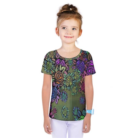 Grunge Rose Background Pattern Kids  One Piece Tee by Nexatart