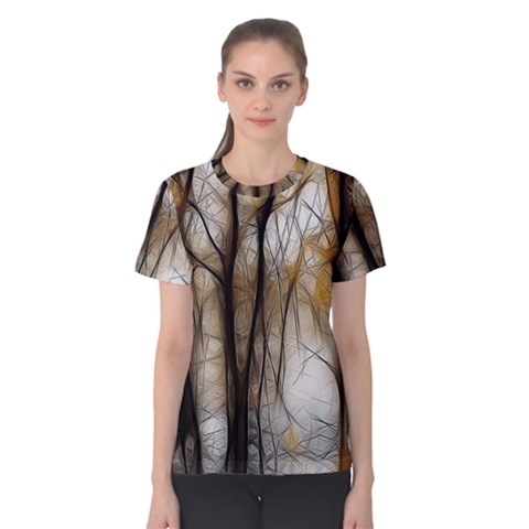 Fall Forest Artistic Background Women s Cotton Tee by Nexatart