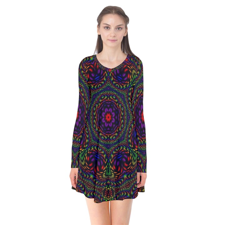 Rainbow Kaleidoscope Flare Dress