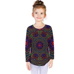 Rainbow Kaleidoscope Kids  Long Sleeve Tee