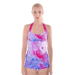 Glitter Pattern Background Boyleg Halter Swimsuit 