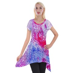 Glitter Pattern Background Short Sleeve Side Drop Tunic