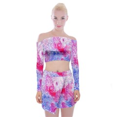 Glitter Pattern Background Off Shoulder Top With Skirt Set by Nexatart