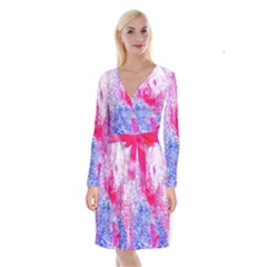 Glitter Pattern Background Long Sleeve Velvet Front Wrap Dress