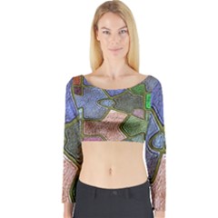 Background With Color Kindergarten Tiles Long Sleeve Crop Top by Nexatart