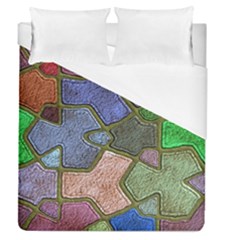 Background With Color Kindergarten Tiles Duvet Cover (queen Size) by Nexatart