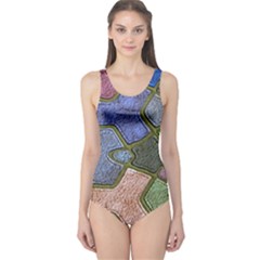 Background With Color Kindergarten Tiles One Piece Swimsuit by Nexatart