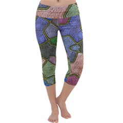 Background With Color Kindergarten Tiles Capri Yoga Leggings by Nexatart