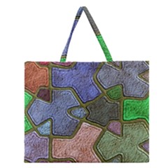 Background With Color Kindergarten Tiles Zipper Large Tote Bag by Nexatart