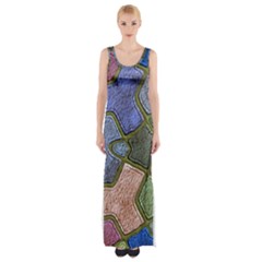 Background With Color Kindergarten Tiles Maxi Thigh Split Dress by Nexatart