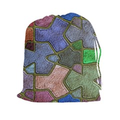 Background With Color Kindergarten Tiles Drawstring Pouches (xxl) by Nexatart