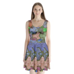 Background With Color Kindergarten Tiles Split Back Mini Dress  by Nexatart