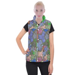 Background With Color Kindergarten Tiles Women s Button Up Puffer Vest by Nexatart