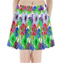 Background Of Hand Drawn Flowers With Green Hues Pleated Mini Skirt View1