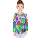 Background Of Hand Drawn Flowers With Green Hues Kids  Long Sleeve Tee View1