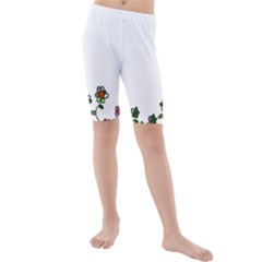 Floral Border Cartoon Flower Doodle Kids  Mid Length Swim Shorts by Nexatart