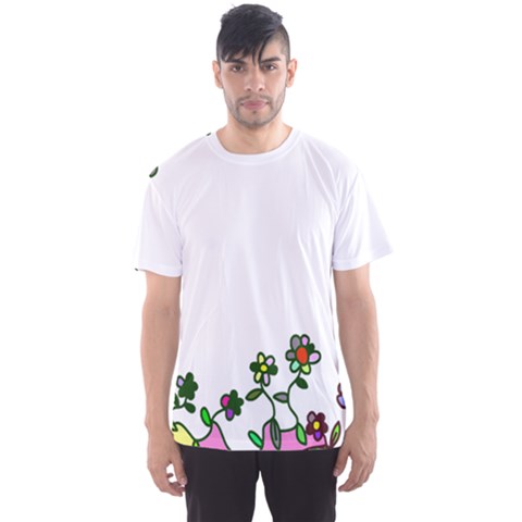 Floral Border Cartoon Flower Doodle Men s Sport Mesh Tee by Nexatart