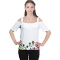 Floral Border Cartoon Flower Doodle Women s Cutout Shoulder Tee View1