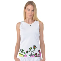 Floral Border Cartoon Flower Doodle Women s Basketball Tank Top by Nexatart