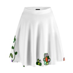 Floral Border Cartoon Flower Doodle High Waist Skirt by Nexatart