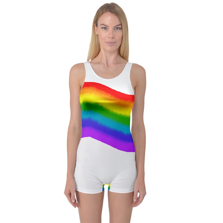 Watercolour Rainbow Colours One Piece Boyleg Swimsuit