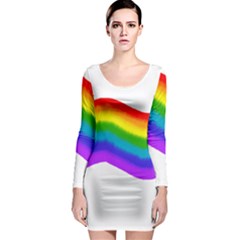 Watercolour Rainbow Colours Long Sleeve Bodycon Dress by Nexatart