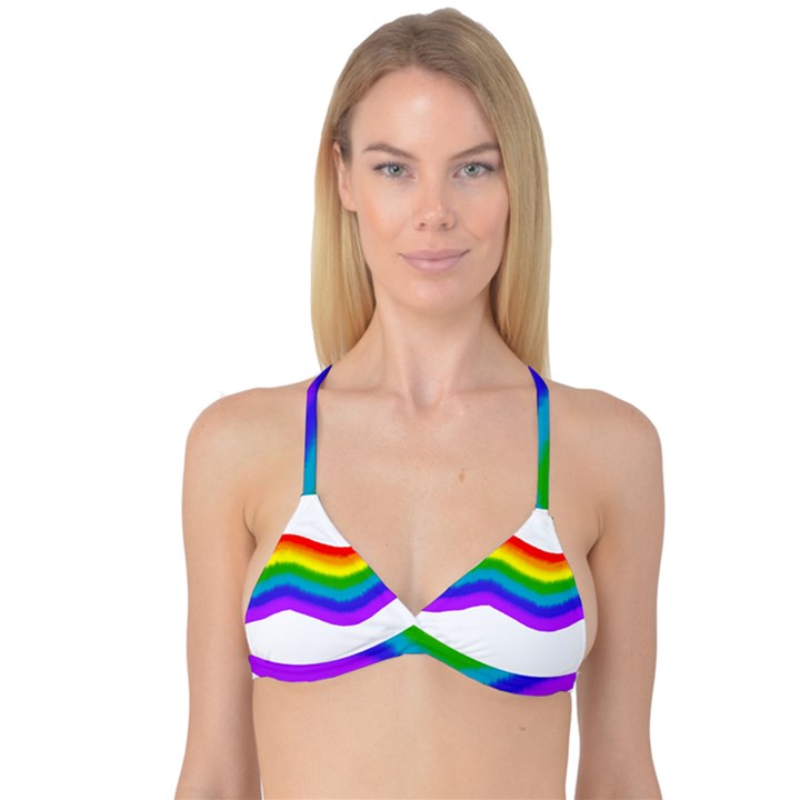 Watercolour Rainbow Colours Reversible Tri Bikini Top