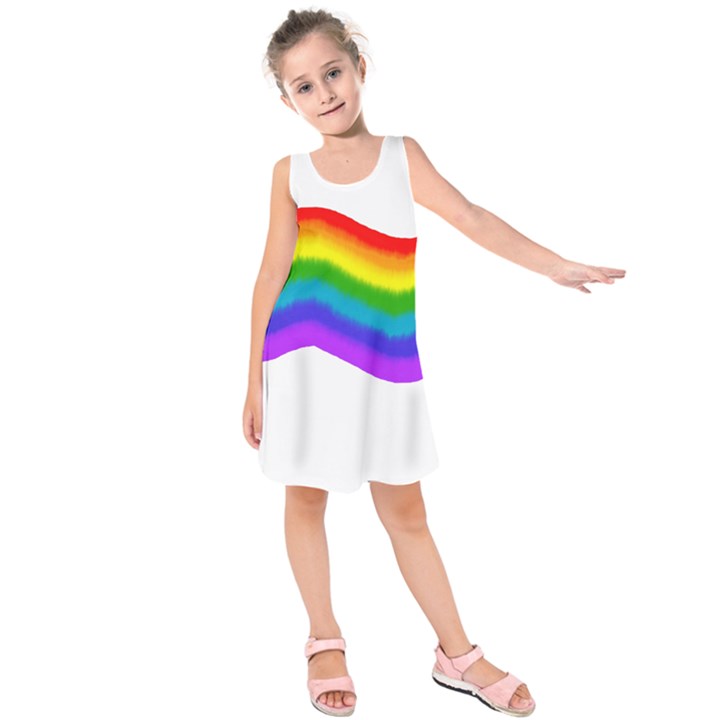 Watercolour Rainbow Colours Kids  Sleeveless Dress