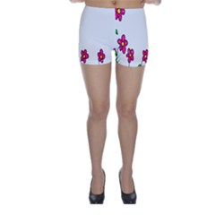 Floral Doodle Flower Border Cartoon Skinny Shorts by Nexatart