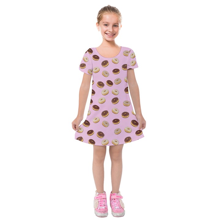 Donuts pattern Kids  Short Sleeve Velvet Dress