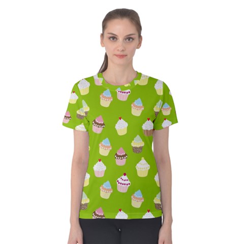 Cupcakes Pattern Women s Cotton Tee by Valentinaart