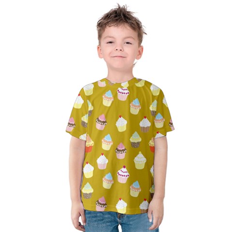 Cupcakes Pattern Kids  Cotton Tee by Valentinaart