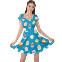 Cupcakes Pattern Cap Sleeve Dresses by Valentinaart