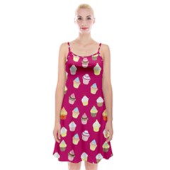 Cupcakes Pattern Spaghetti Strap Velvet Dress