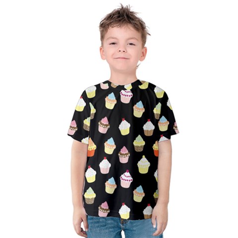 Cupcakes Pattern Kids  Cotton Tee by Valentinaart