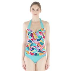 Colorful Abstract Painting  Halter Swimsuit by GabriellaDavid