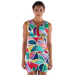 Colorful Abstract Painting  Wrap Front Bodycon Dress