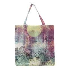 Frosty Pale Moon Grocery Tote Bag by digitaldivadesigns