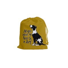 Dog Person Drawstring Pouches (small)  by Valentinaart