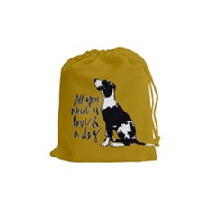 Dog Person Drawstring Pouches (medium)  by Valentinaart