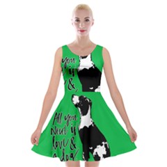 Dog Person Velvet Skater Dress by Valentinaart