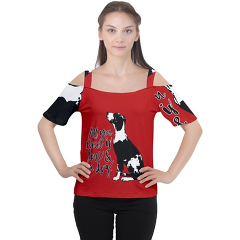 Dog Person Women s Cutout Shoulder Tee by Valentinaart