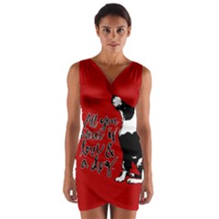 Dog Person Wrap Front Bodycon Dress by Valentinaart