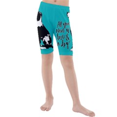 Dog Person Kids  Mid Length Swim Shorts by Valentinaart