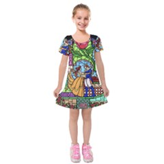 Happily Ever After 1   Beauty And The Beast Kids  Short Sleeve Velvet Dress