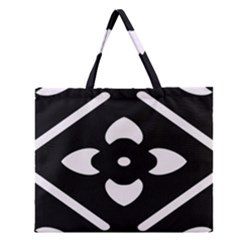 Black And White Pattern Background Zipper Large Tote Bag by Nexatart