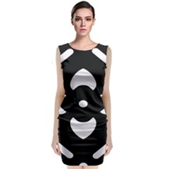 Black And White Pattern Background Sleeveless Velvet Midi Dress