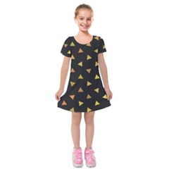 Shapes Abstract Triangles Pattern Kids  Short Sleeve Velvet Dress